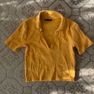 Light orange ribbed Zara crop top